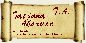 Tatjana Aksović vizit kartica